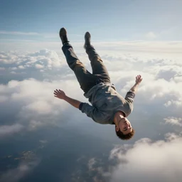 a man falling from heaven, 8k, realistic, unreal engine 5