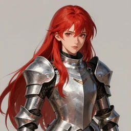 girl in knight armor , long hair , red hair , portrait , looking at you, made by Stanley Artgerm Lau, WLOP, Rossdraws, James Jean, Andrei Riabovitchev, Marc Simonetti, Yoshitaka Amano, ArtStation, CGSociety