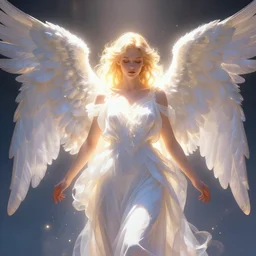stunning digital art drawing of an angel, brilliant use of glowing light, hd, Artstation