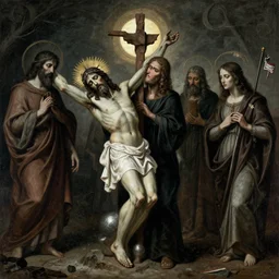 the art, where jesus christ, killed by masons, and cultists, hellish style