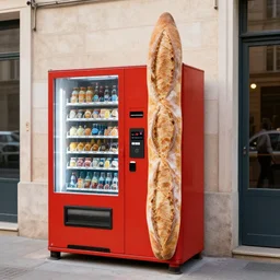 big baguette vending machine in street