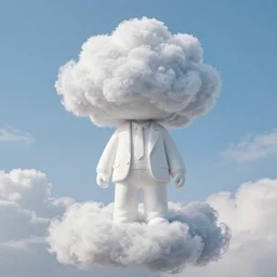 beautiful 3D rendered fictional character made of fluffy clouds, wearing white suit, realistic, 8k, 4k, unreal engine, by Antoni Tudisco, artstation