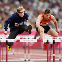 stephen hawking competing in the hurdles in the olympics
