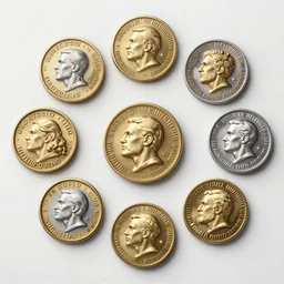 ten different coins from the future highly realistic detailed illustration by david bond