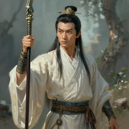 a painting of Erlang Shen, high quality, movie,  4k, artstation