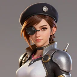 portrait new female protagonist in overwatch, prepare for battle, highly detailed, beautiful,, elegant, beret, tactical eyepiece, perseverance, highly detailed, digital painting, artstation, concept art, sharp focus, golden ratio, smooth, octane render, sharp focus, artstation,, by artgerm, ghibly, disney, pixar, dreamworks