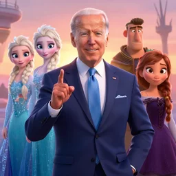 a joe biden as a fancy business man in a cult, in, pixar and disney animation character design, sharp, rendered in unreal engine 5, anime key art by disney infinity, frozen, tangled, bloom, dramatic lighting, sunrise, rendered in renderman