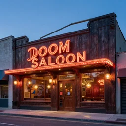 exterior of the doom saloon by wlop and beeple