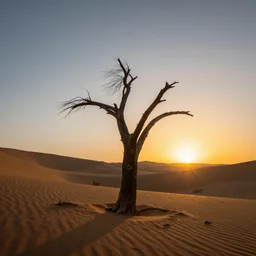 landscape photography by marc adamus, dead tree in the desert, sunset, dramatic lighting, wind, beautiful