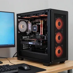 A photo of Mondrian's desktop gaming rig.