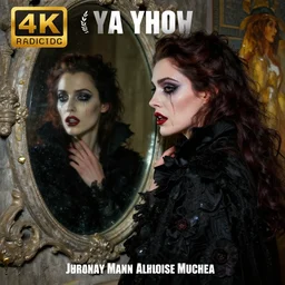 hyperrealistic portrait of a woman as amber heard as a vampire witch tears makeup dramatic in a black flower coat reflection in a stone mirror greasy canvas. by jeremy mann and alphonse mucha, fantasy art, photo realistic, dynamic lighting, artstation, poster, volumetric lighting, very detailed faces, 4 k, award winning