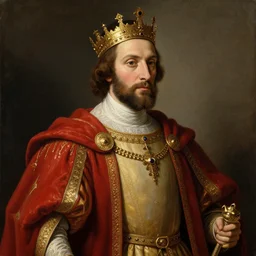 painting of Manuel Luis Quezon as a royal medieval king, By Da Vinci, Highly Detailed, Artstation.