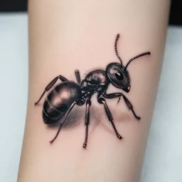 mini tattoo of an ant highly realistic