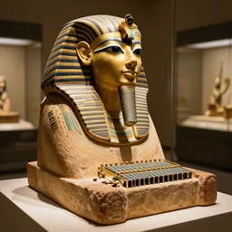 a photo of an ancient egyptian computer in a museum, award winning photo, 4K