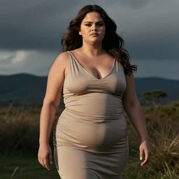photo of extremely obese selena gomez in a tight dress
