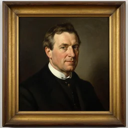 a renaissance oil painting portrait george bush with a thick frame