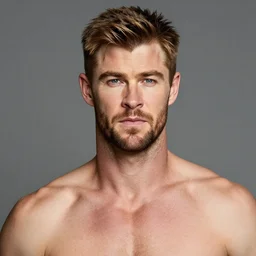 Chris Hemsworth very thin, body shot, highly detailed, detailed face