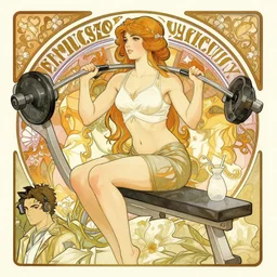 girl at the gym intricate illustration by krenz cushart, alphonse mucha, artgerm, trending on artstation