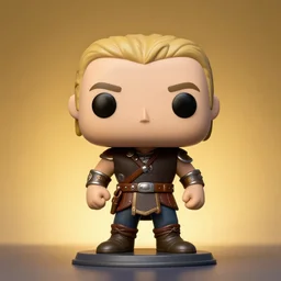 funko of a viking man, wide shot, vibrant color details, zbrush, hyper realistic, golden ratio, macro lens, unreal engine, octane render, symmetrical