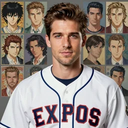 hyper - realistic portrait of beautiful denis coderre, radio host, wearing 1 9 9 0's expos baseball jersey, extreme detail, in style of ilya kuvshinov, atey ghailan, yoji shinkawa, artgerm, greg rutkowski, alphonse mucha, everett raymond kinstler, anime aesthetic