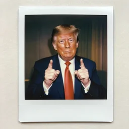 donald trump with tiny hands polaroid