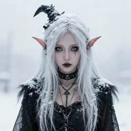 highly detailed portrait of a snowy elemental witch punk lady ghost ( ( witch ) ), stray wiring by atey ghailan, james gilleard, by joe fenton, by greg rutkowski, by greg tocchini, by kaethe butcher, 4 k resolution, gradient blue, cyan, black and white color scheme!!! ( ( snowy glaciated robotic dystopian city background ) )