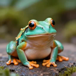 photo orange and teal frog