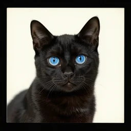 vintage postcard, black cat, blue eyes, no text