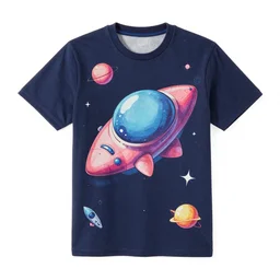 shirt with spaceship design vibrant