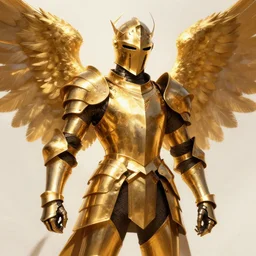 knight in golden shiny armor with wings art by Daniel Dociu detailed