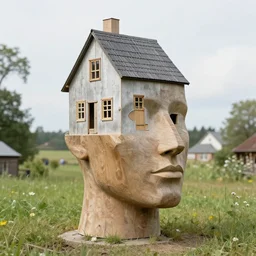 House looking like a human head by Stalenhag, Simon