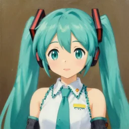 oil painting of cute hatsune miku, by hayao miyazaki