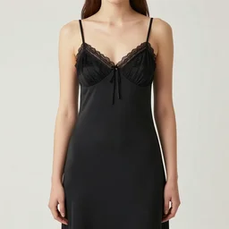 A woman wearing a black night dress by Krenz Kushart, detailed