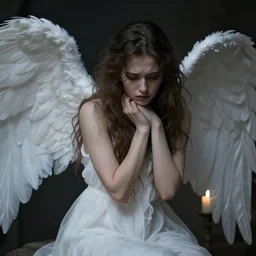 tormented female angel, 8k, ultra realistic, hyper realistic