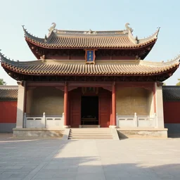 a chinese taoist temple in the style of wes anderson and vermeer