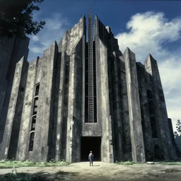 a still from an anime film by Zdzisław Beksiński, wide lens