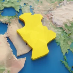 an isometric 3 d low - poly render of the myanmar, burma on the world map