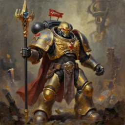 an oil painting of a chaos warrior