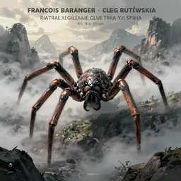 a giant eldritch spider monster crawling across a misty mountainous landscape, dramatic lighting, illustration by francois baranger, greg rutkowski, yoji shinkawa, 4 k, digital art, concept art, trending on artstation
