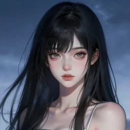 Character concept art of an anime goddess of the night || cute-fine-face, pretty face, realistic shaded Perfect face, fine details by Stanley Artgerm Lau, WLOP, Rossdraws, James Jean, Andrei Riabovitchev, Marc Simonetti, and Sakimichan, tranding on artstation
