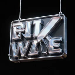 retro sign, black background, chrome, rope, synthwave, high detail, 4 k