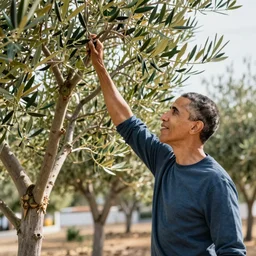 barack obama shaking olive trees in jaen,