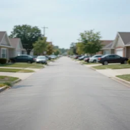 a liminal middle class American suburb, glitch in the matrix, motion blur, clean, empty, depth of field, no filter