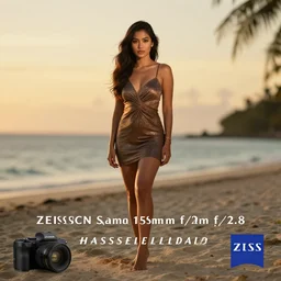 a beautiful full body portrait of a beautiful Filipina girl, beautiful detailed eyes, golden hour in Boracay, outdoors, professional award winning portrait photography, Zeiss 150mm f/ 2.8 Hasselblad