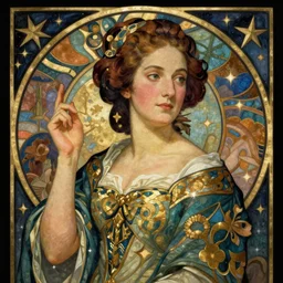 ada lovelace in the style of mucha. math. science