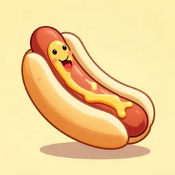 happy animated hotdog, digital art