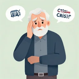 a digital art illustration of an old man who is confused about the cost of living crisis