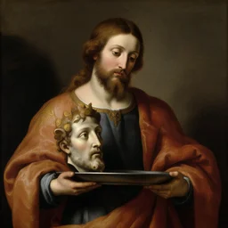 salome holding the head of saint john the baptist on a platter, fine art