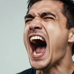 close - up photograph of a man screaming