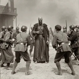 Union Soldiers in a stand off with Nyarlathotep. 1860s photograph.